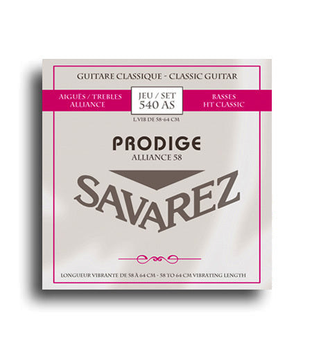 Savarez Prodige 540AS Fractional Shorter Scale Classical Guitar String Set (58-64cm) Fluoro Carbon Trebles & HT Classic Basses