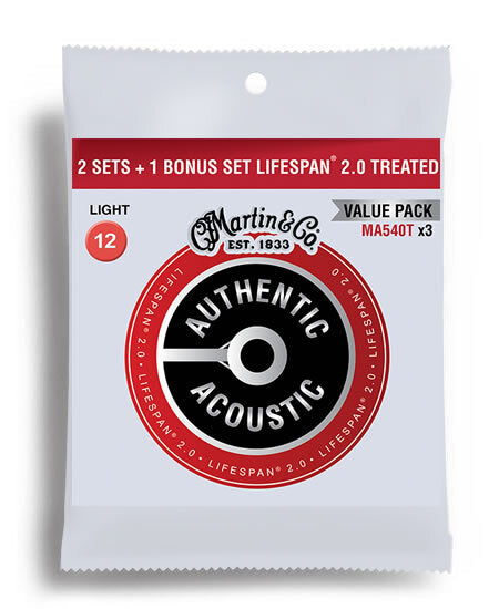 Martin 3PK - Lifespan 2.0 Phosphor Bronze 92/8 Light Guitar String Set (12-54)
