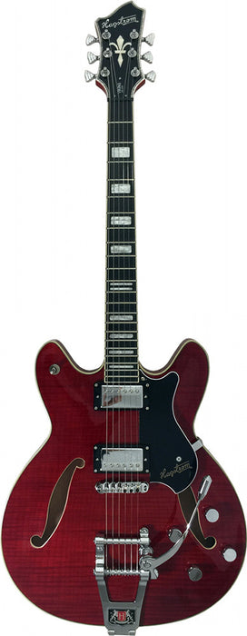 Hagstrom Tremar Viking Deluxe Semi-Hollow Guitar in Wild Cherry Transparent w/ Case