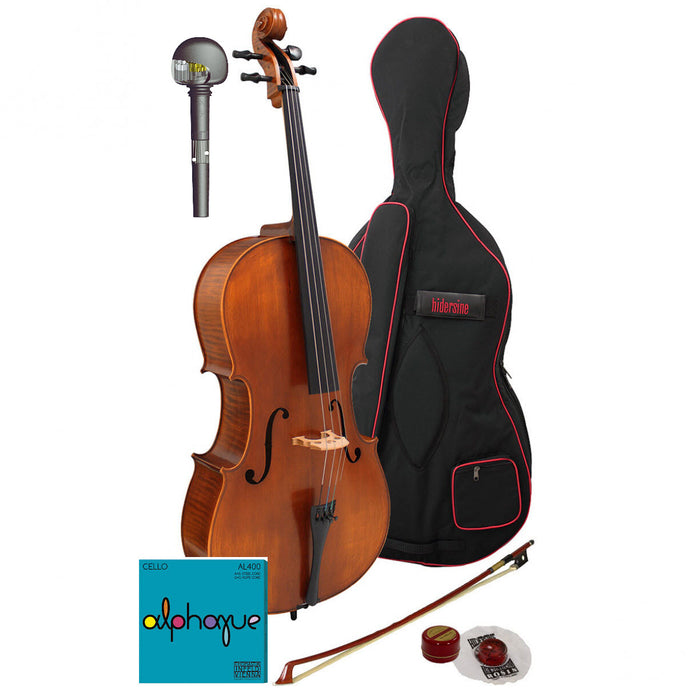 Hidersine HW3182AG-P Studenti Academy Finetune Cello Student Outfit 4/4 setup with Thomatik Alphyue strings
