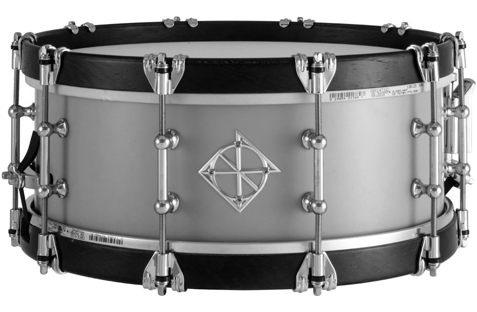 Dixon Artisan Series Equator Oak & Steel Snare Drum in Satin Cool Grey - 14 x 5.5 with Satin Wenge Hardwood Hoops