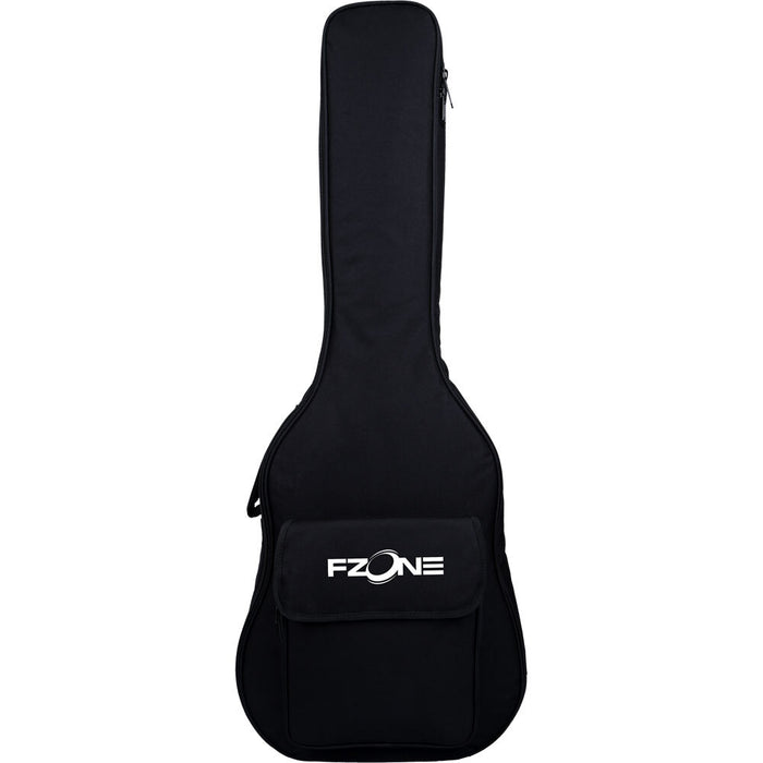 FZONE Padded Acoustic Guitar Bag in Black with Front Storage Pocket