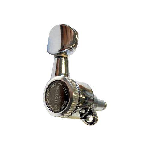 Gotoh Magnum Lock Traditional Series Electric Guitar Tuning Machines in Chrome Finish (6-inline) with Oval Chrome Buttons