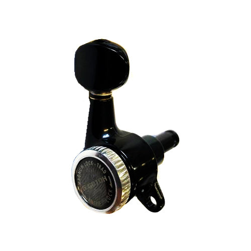 Gotoh Magnum Lock Traditional Series Electric Guitar Tuning Machines in Black Finish (6-inline) with Oval Black Buttons