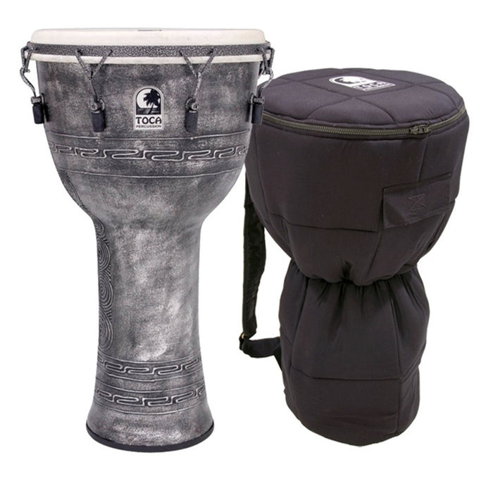 TOCA 14" MECH. TUNED DJEMBE ANTIQUE SILVER W/ BAG