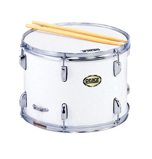Peace 12 Lug Marching Snare Drum in White (14 x 12") w/ Sticks & Strap