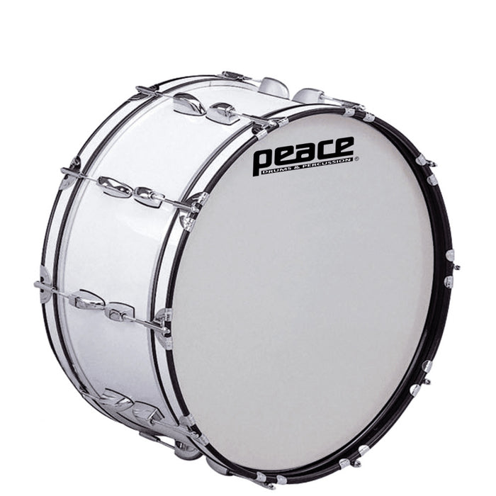 Peace 20-Lug Marching Bass Drum in White (22 x 10") Includes Mallets & Strap