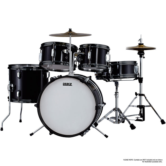 Peace 5-Piece Junior Drum Kit in Black Includes Stands & Bass Drum Pedal