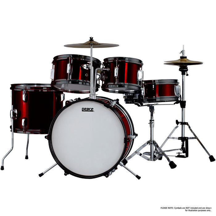 Peace 5-Piece Junior Drum Kit in Wine Red Includes Stands & Bass Drum Pedal