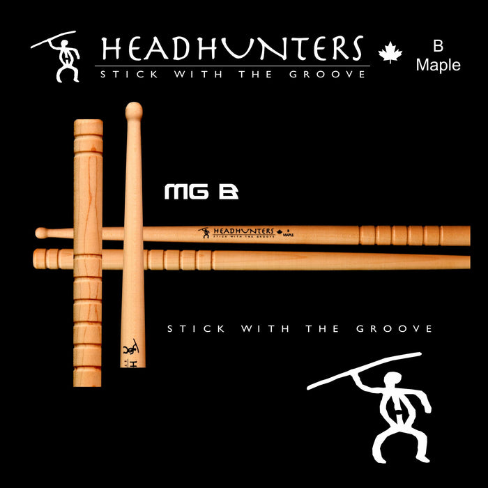 HEADHUNTERS B MAPLE GROOVE STRAIGHT TAPER PRECISE STICKS