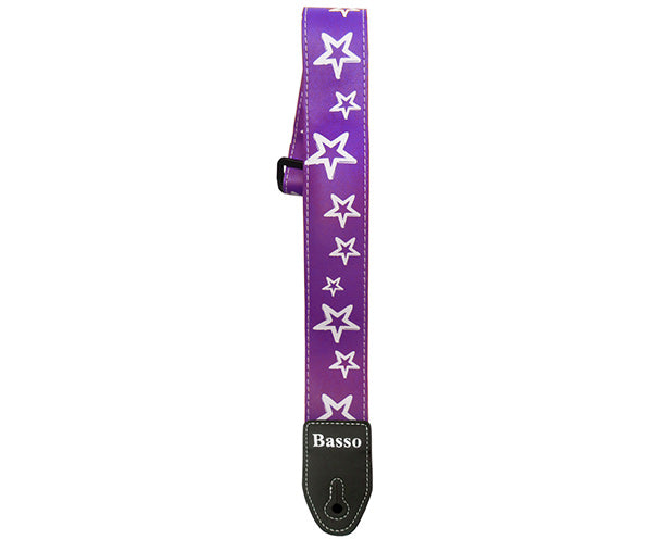 #35032 Basso Guitar Strap-Synthetic Purple Stars