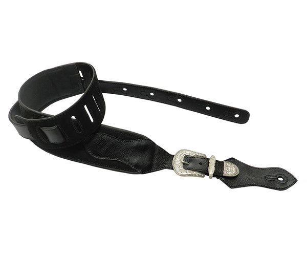 #35116 Basso Guitar Strap-Country Black Leather