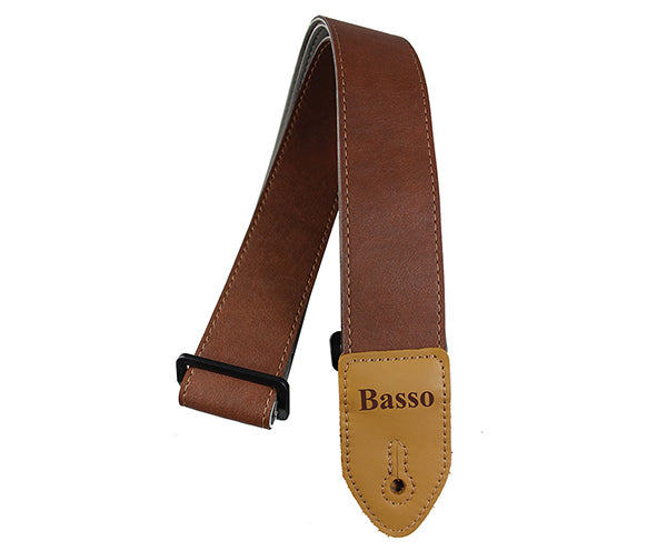 #35147 Basso Guitar Strap-Synthetic Prime w/Leather Ends Whisky