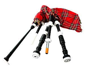 BAGPIPE SET BLACK R/WOOD W/CASE