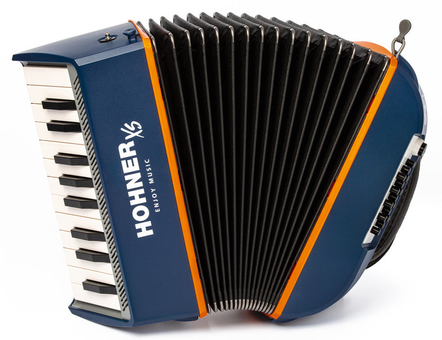 Hohner XS Child 21-Key Chromatic Accordion in Dark Blue / Orange Finish W/ Bag