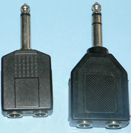 1/4 INCH STEREO PLUG 2 1/4 INCH SOCKETS