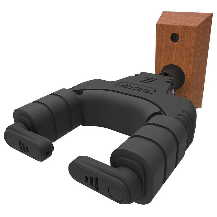 Aroma AH-89W Locking Guitar Wall Hanger Wood Mount