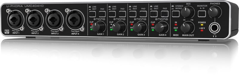 Behringer U-Phoria UMC404HD Audiophile 4x4 24-Bit/192 kHz USB Audio/MIDI Interface with MIDAS Mic Preamps