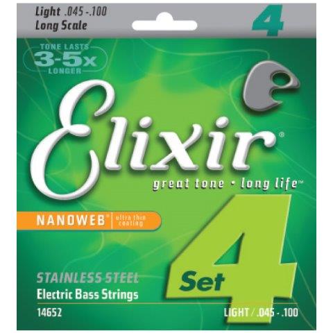Elixir 14677 Nanoweb Bass  Stainless Steel Medium 45-105