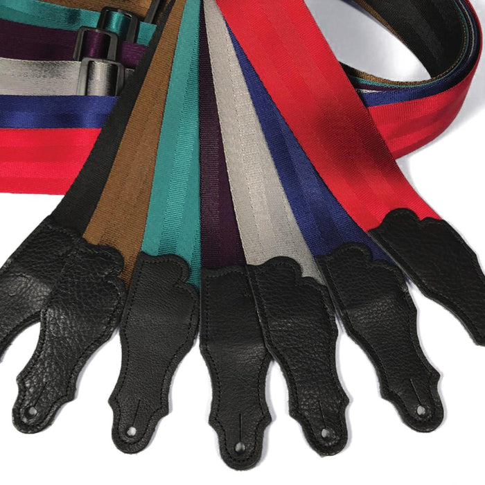 Franklin 2 inch Black Aviator Seat Belt Strap with Pebbled Glove Leather End Tab