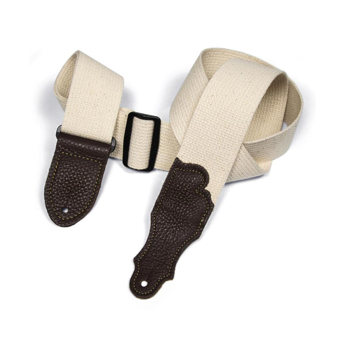 Franklin 2 inch Natural Cotton Strap with Pebbled Chocolate Glove Leather End Tab
