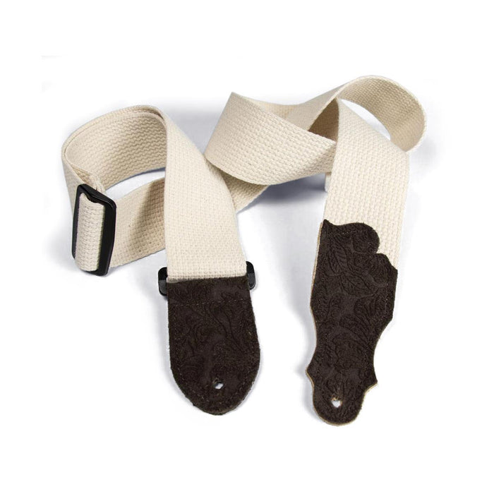 Franklin 2 inch Natural Cotton Strap with Embossed Chocolate Suede End Tab