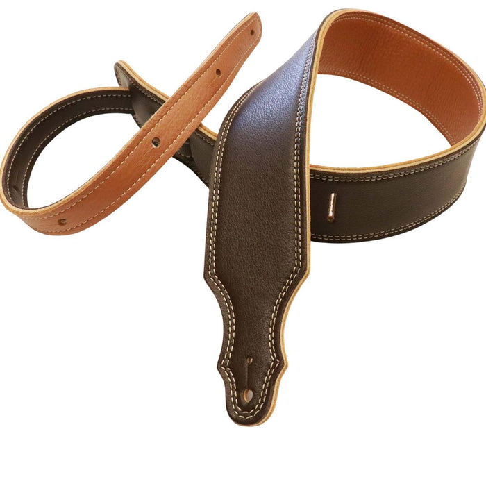 Franklin 2.5inch Chocolate/Gold Reversible Leather/NaturalStitch Strap #F12B-CHG-N