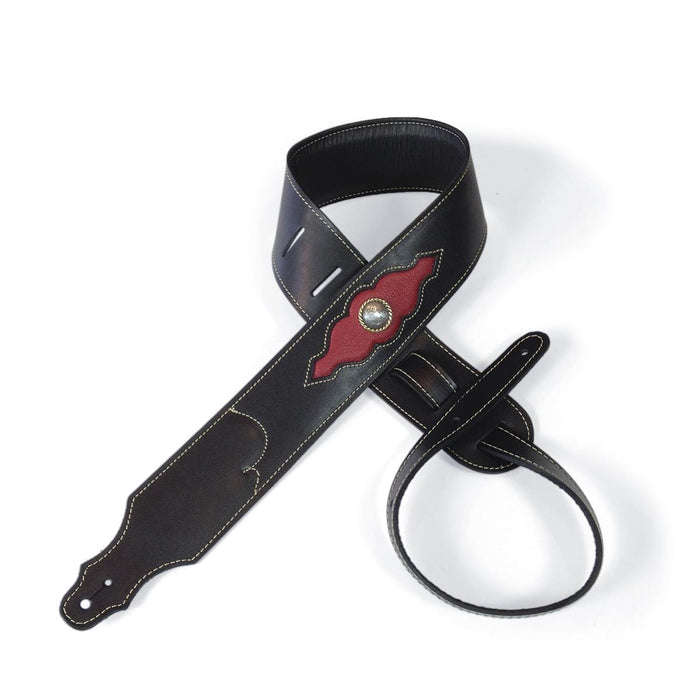 Franklin 2.5 inch Sculpted Ball Padded Black Leather with Red Western Insert & Concho