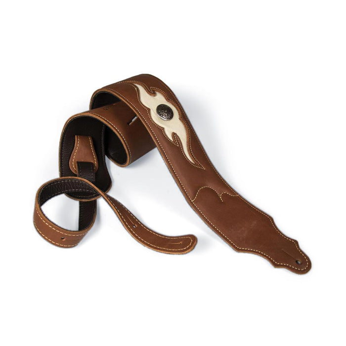 Franklin 3 inch Sculpted Ball Padded Cognac Leather with Cream Flame Insert & Concho