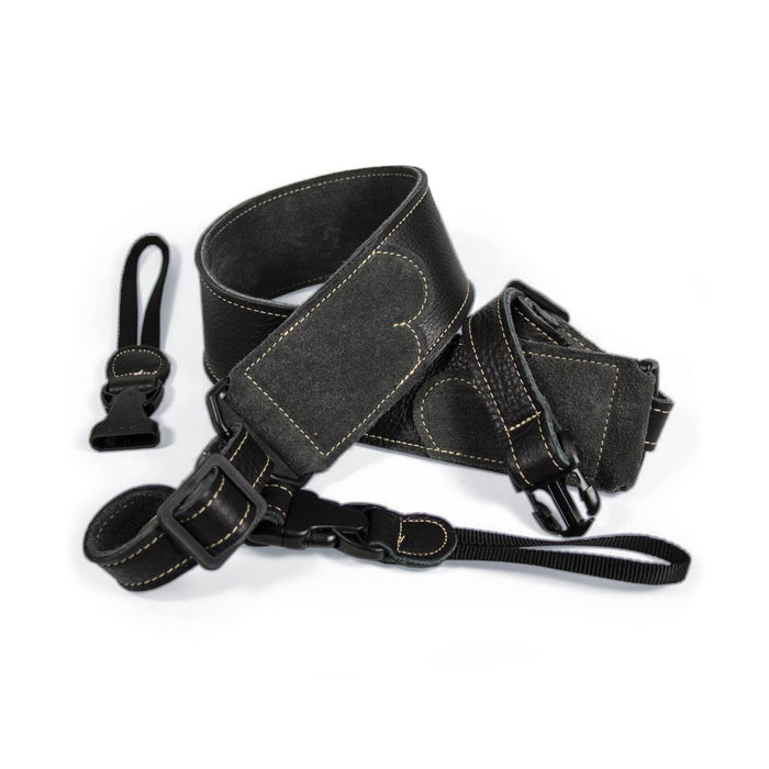 Franklin 2.5 inch Banjo Black Glove Leather with Suede End Strap