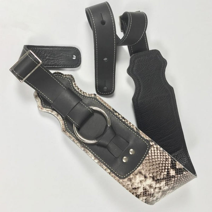 Franklin 3.5 inch Snake Skin/Black Glove Leather Ring Bass Guitar Strap