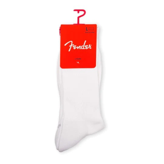 Perris Licensed FENDER The Icon Back Tab - Large Crew Socks in White (3-Pair)