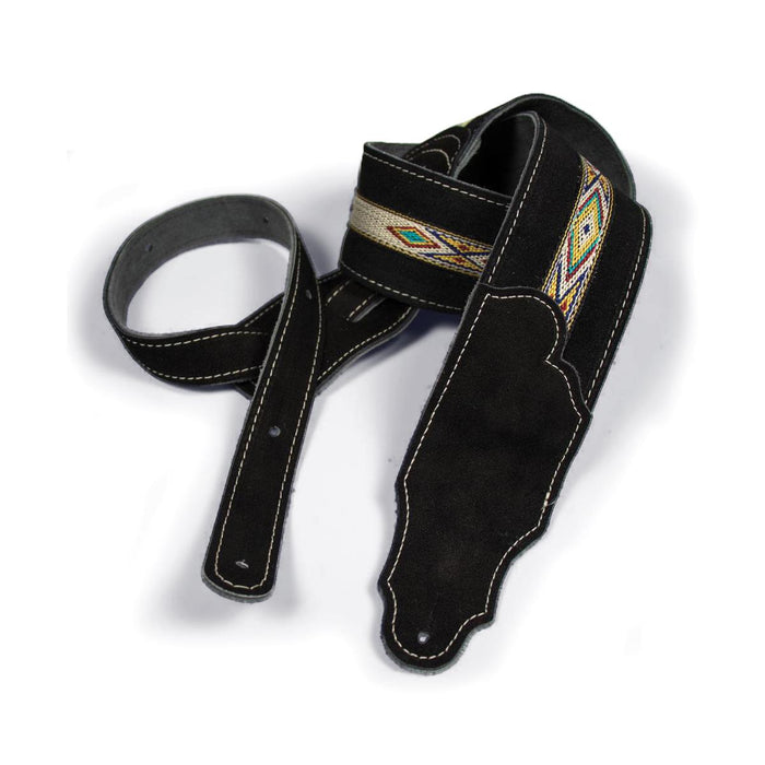 Franklin Southwest 2.5 inch Black Suede with Hitch Weave & Natural Stitching