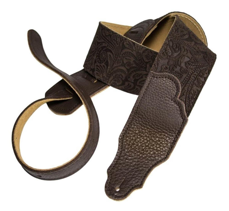 Franklin 2.5inch Chocolate Embossed Suede/Choc End Strap#FSSE-CH-CH