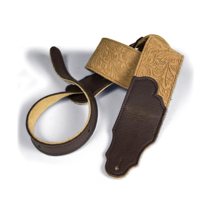 Franklin 2.5 inch Embossed Suede/Chocolate End Tab Strap