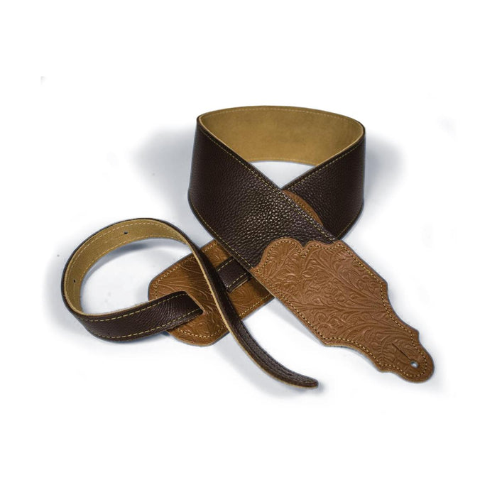 Franklin 3 inch Chocolate Glove Leather with Tooled Caramel Ends