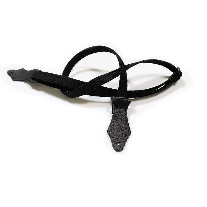Franklin 5/8 inch Black Cotton Ukulele Strap with Black Glove Leather End (UK2-BK)