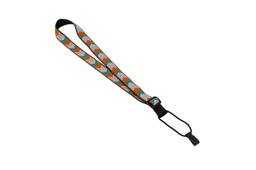 Fretz 1" Jacquard Neck Ukulele Strap w/ Hook Green & Orange