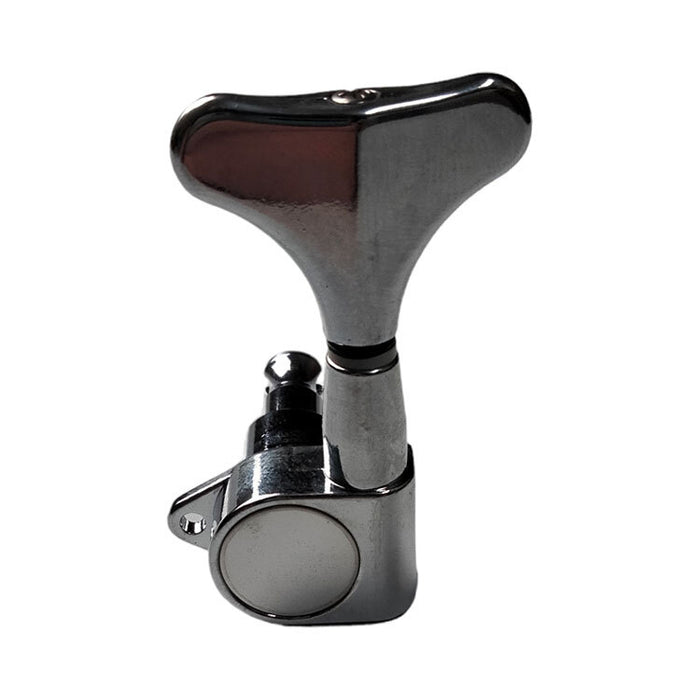 GT Left-Handed Electric Bass Guitar Sealed Tuning Machines in Chrome Finish (4-Inline) with Chrome Traditional Buttons