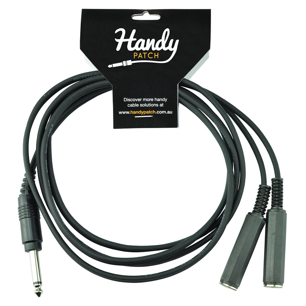 MALE MONO PLUG TO 2 X MONO FEMALE PHONO PLUGS - 2 METRE CABLE — Music ...