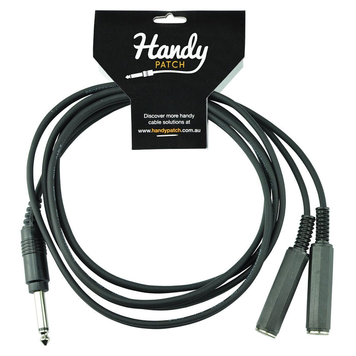 MALE MONO PLUG TO 2 X MONO FEMALE PHONO PLUGS - 2 METRE CABLE