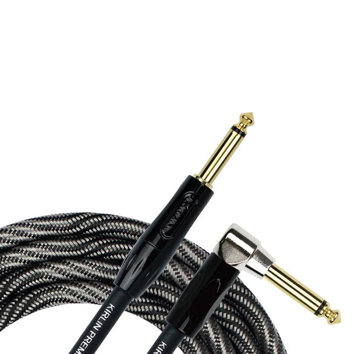 Kirlin IWB202WBW 20ft Premium Plus Wave Black Guitar Cable RA - Straight