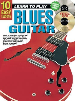 10 Easy Lessons Learn To Play Blues Guitar Book/CD/DVD