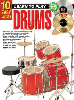 10 Easy Lessons Learn To Play Drums Book/CD/DVD