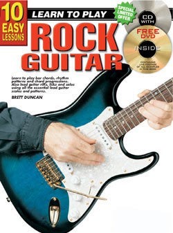 10 Easy Lessons Learn To Play Rock Guitar Book/CD/DVD