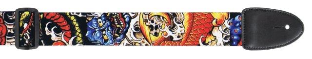 2 INCH GTR STRAP POLY LEATHER ENDS DRAGONS