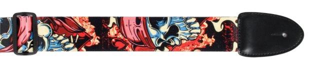 2 INCH GTR STRAP POLY LEATHER ENDS PIRATE SKULL