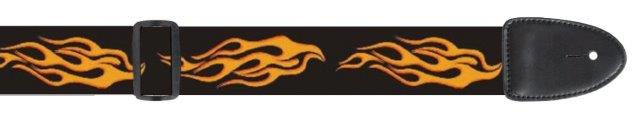 2 INCH GTR STRAP POLY LEATHER ENDS FLAMES 2