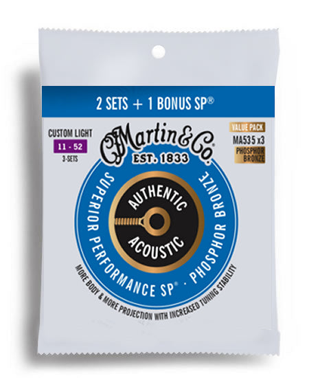 Martin Promo 3PK SP 92/8 Phosphor Bronze Custom Light Guitar String Set (11-52)