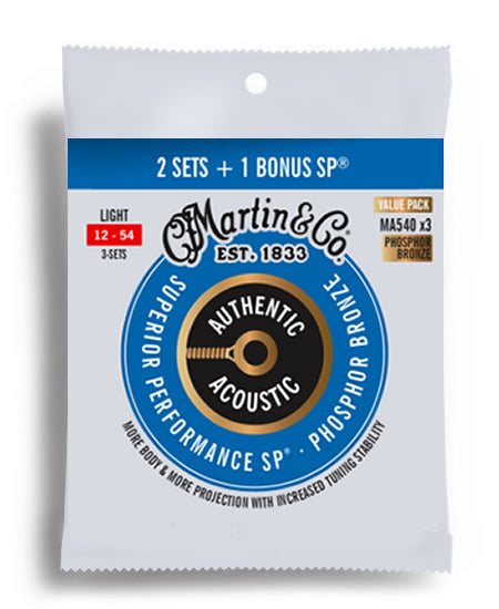 Martin Promo 3PK SP 92/8 Phosphor Bronze Custom Light Guitar String Set (12-54)